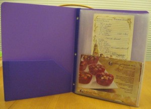 Binder with holiday recipes.
