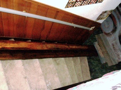 Using wood to slide boxes down stairs