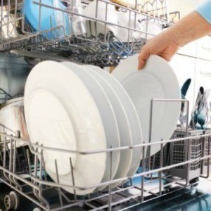Dishwasher with dishes in it.