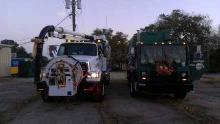 Decorating a Trash Truck for a Christmas Parade