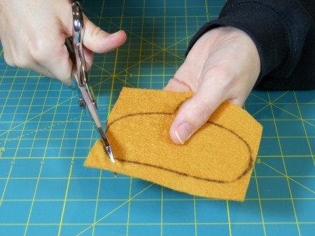 Cutting out acorn cap.