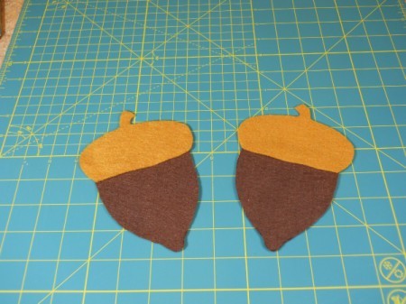 Acorn felt pieces prior to sewing together.