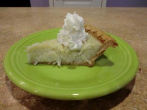 slice of coconut custard pie