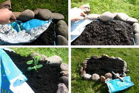 A easy raised bed from a bag of soil.