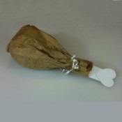 Popcorn fille paper bag shaped like a drumstick