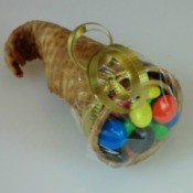 Cornucopia made from a sugar cone