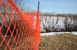 An orange snow fence