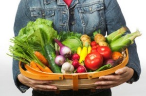 A basket of produce from a CSA