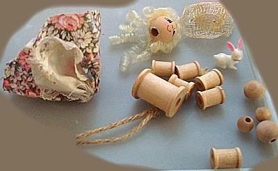 Supplies for spool doll.