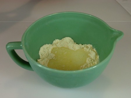 milk in center of dry ingredients