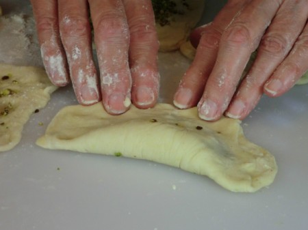 stretching dough