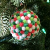 pom pom ornament on tree