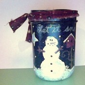 Painted snowman canning jar