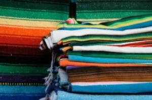 A stack of Mexican blankets.