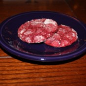 Plate of red cookies.