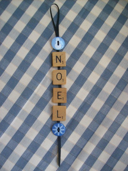 Noel Ornament made from Scrabble pieces