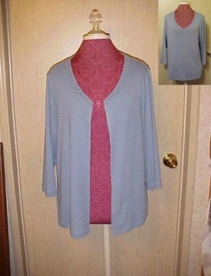 Cardigan made from altering a sweater.