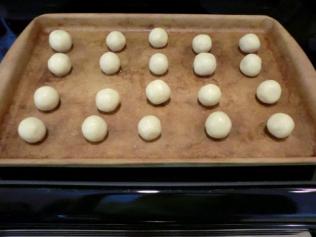 bon bons on cookie sheet