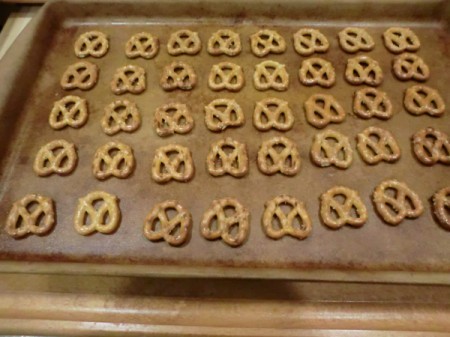 pretzels on cookie sheet