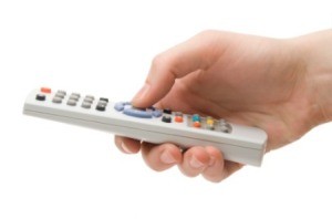 Photo of a TV remote control.