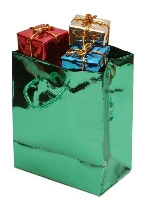 A bag of wrapped gifts