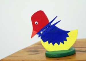 A cute bird made with a clothespin.