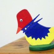 A cute bird made with a clothespin.