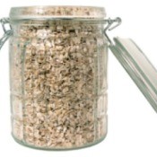 A jar full of raw oats.