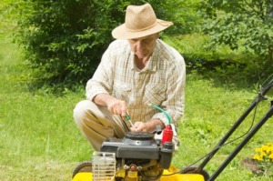 Man Repairing a Lawn Mower