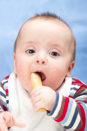 Baby with Teething Biscuit