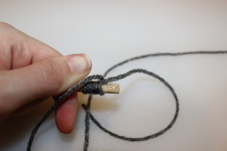 wrapping yarn on dowel