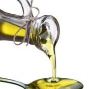 Bottle of olive oil.