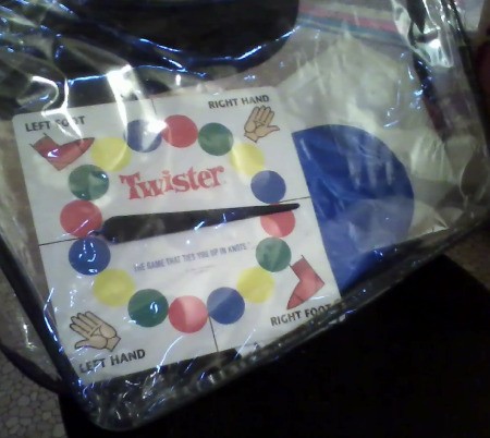 Twister in blanket bag.