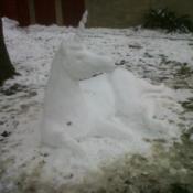 Unicorn made from snow.