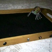 Decorated wood tray.