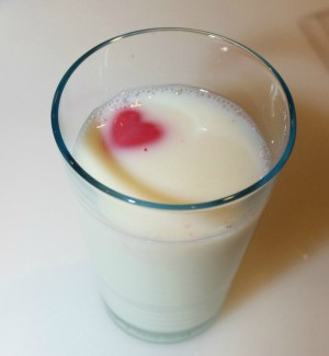 heart shaped milk ice cubes