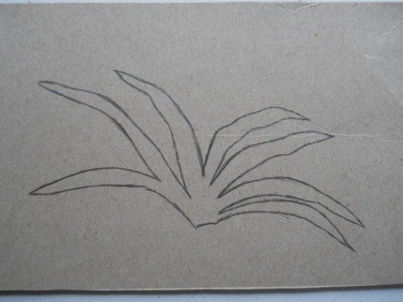 Front layer of carrot top transferred to cardboard for final template.