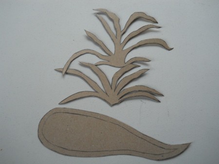 Cardboard carrot top and root templates.