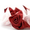 A picture of beautiful ribbon roses.
