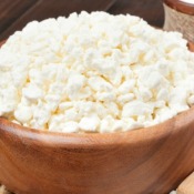 Homemade soft cheese or cottage cheese.