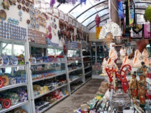 Buying souvenirs in a Turkish shop.