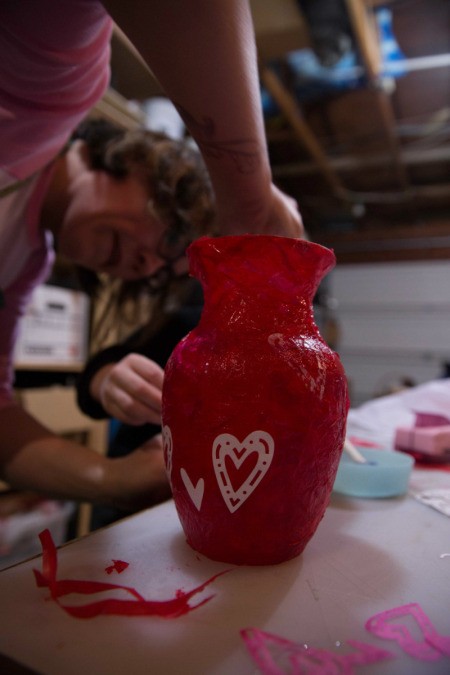 Red Tissue Paper Vase