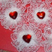 Lacy heart decorations.