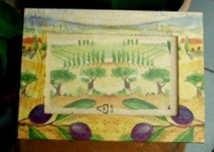 Olive orchard motif frame.