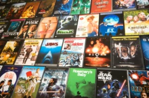 a large collection of DVDs
