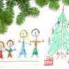 A drawn Christmas scene with stick people.