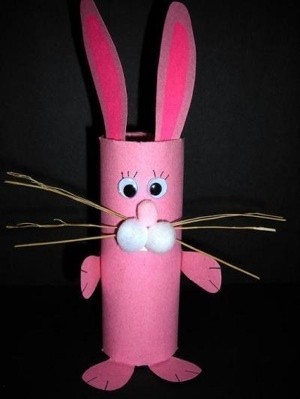 Mr. Whiskers - Pink toilet paper roll bunny.