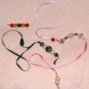 Ribbon and bead bookmarks.