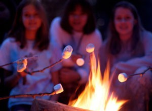 marshmallows over a campfire