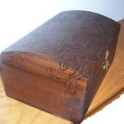 Wood burned jewelry box.